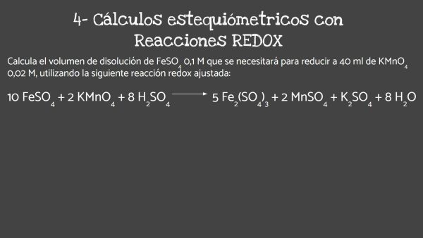 Cálculos estequimétricos con reacciones REDOX